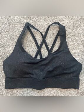 Zyia Black Sparkle Crisscross Strappy Sports Bra Sz L